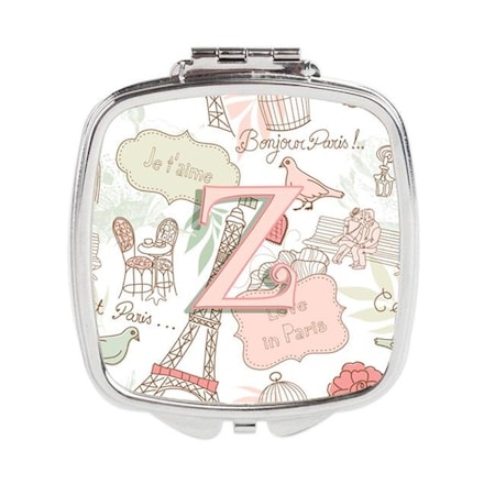 Carolines Treasures Carolines Treasures CJ2002-ZSCM Letter Z Love in Paris Pink Compact Mirror CJ2002-ZSCM